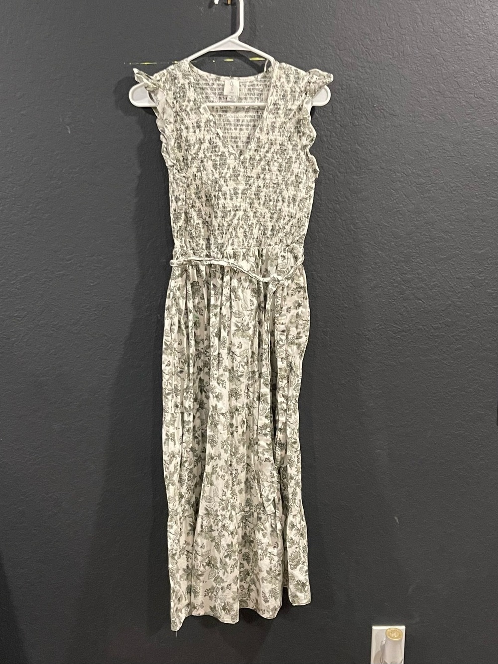 Joie Ivory Maxi Dress with Sage Floral Print